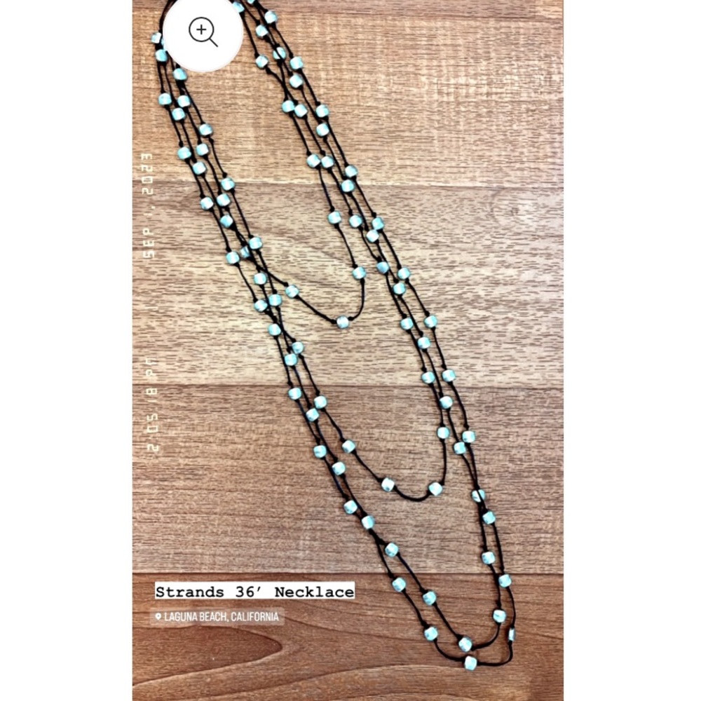 Long necklace on black rope made in turkey